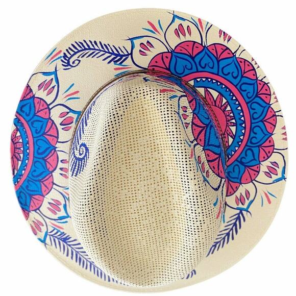 MEXICAN Artisanal Hat HandPainted Fedora Mandala Sombrero Panama Bohemian Medium main image 16